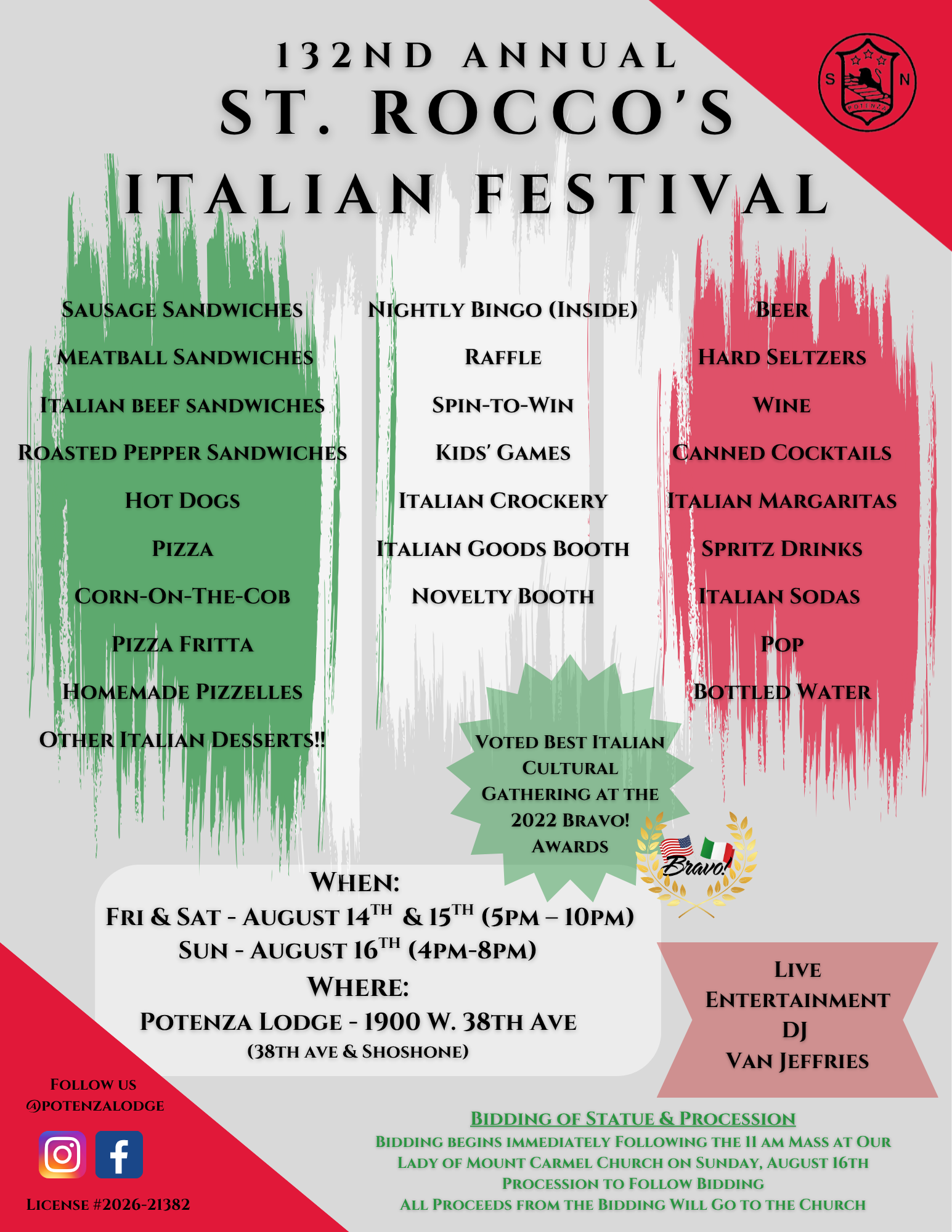 2026 St. Rocco's Italian Festival flyer