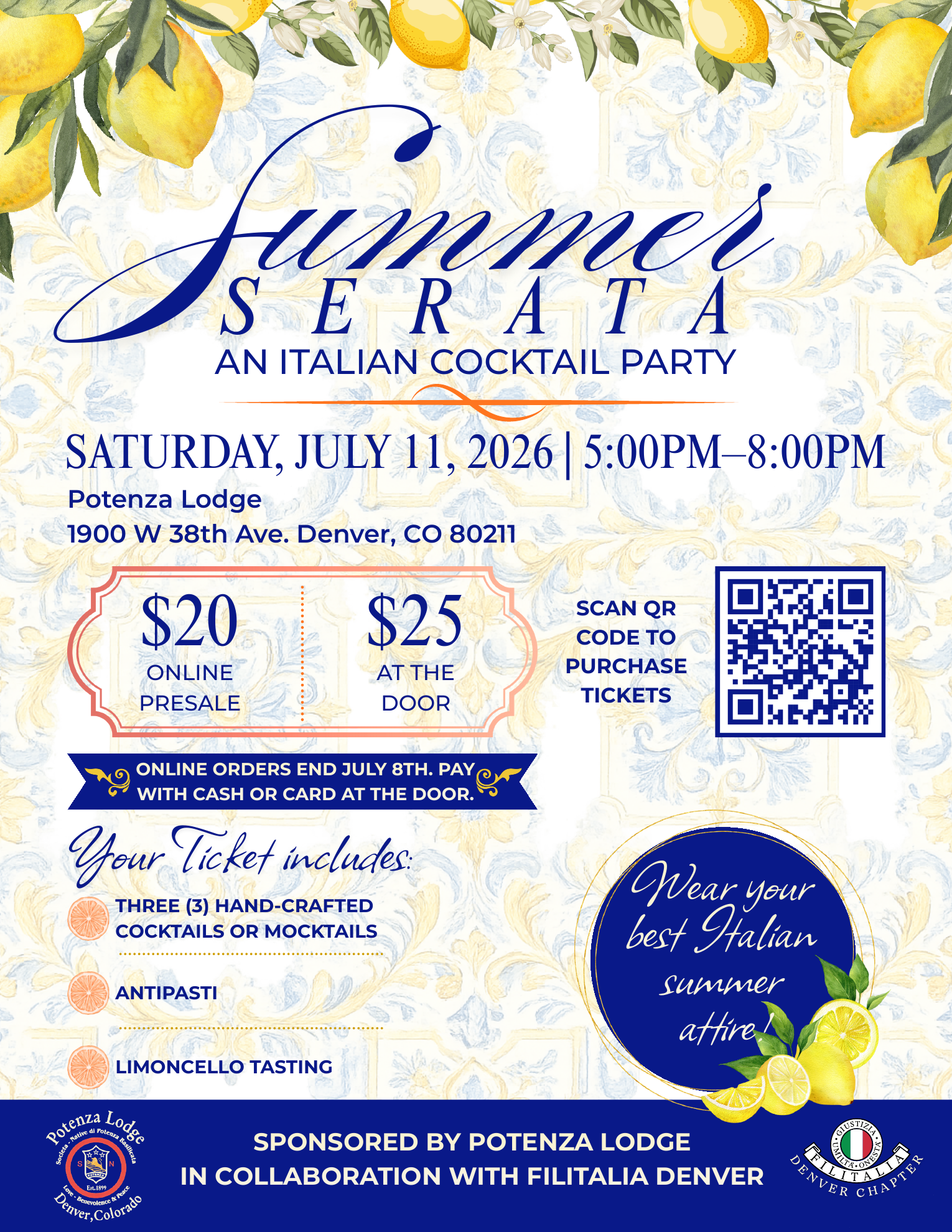 Summer Serata Italian cocktail party flyer